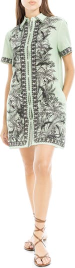 Border Short Sleeve Shirtdress