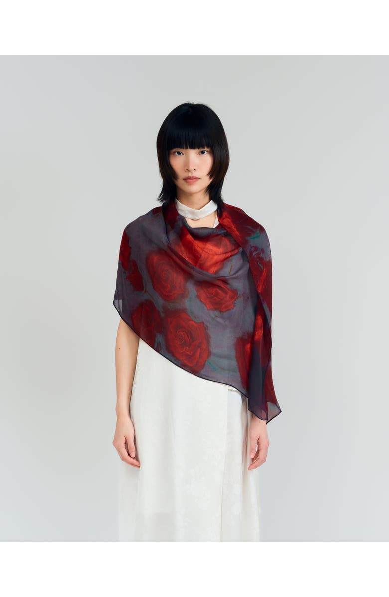 Lost Pattern La Rosa Silk Shawl, Alternate, color, Red