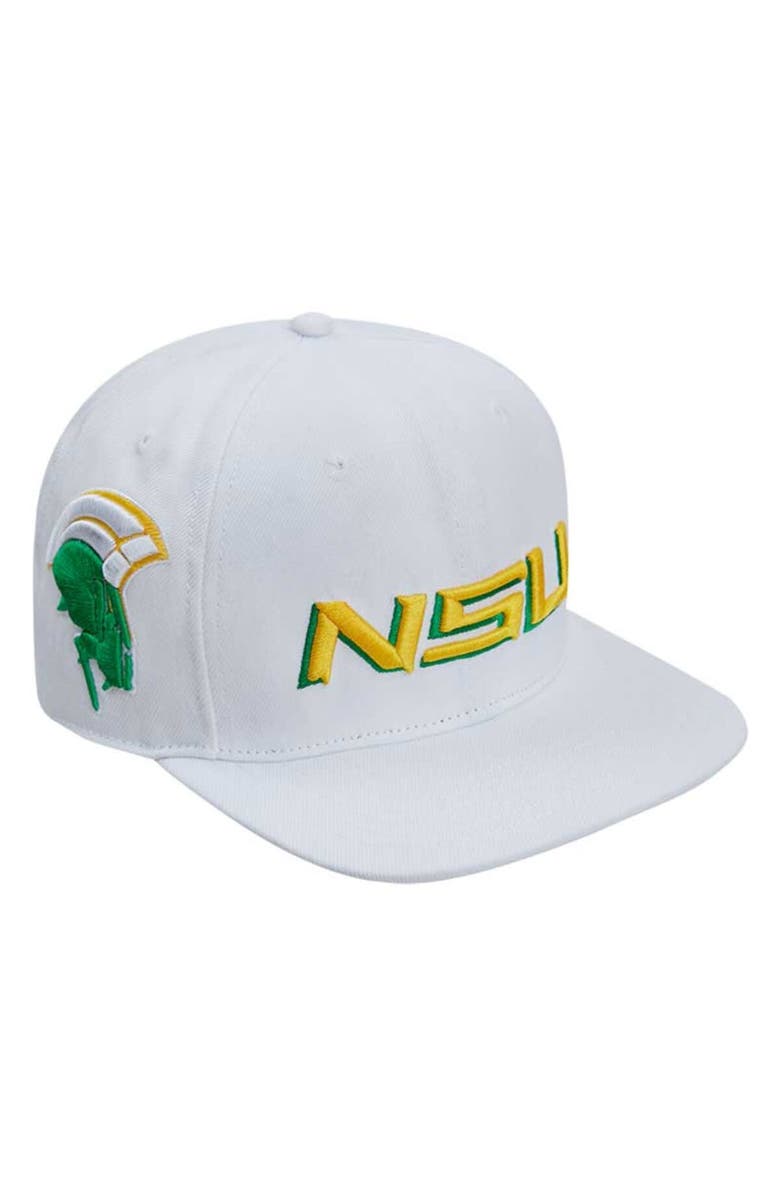 PRO STANDARD Men's Pro Standard White Norfolk State Spartans  Evergreen Wool Snapback Hat, Alternate, color, 