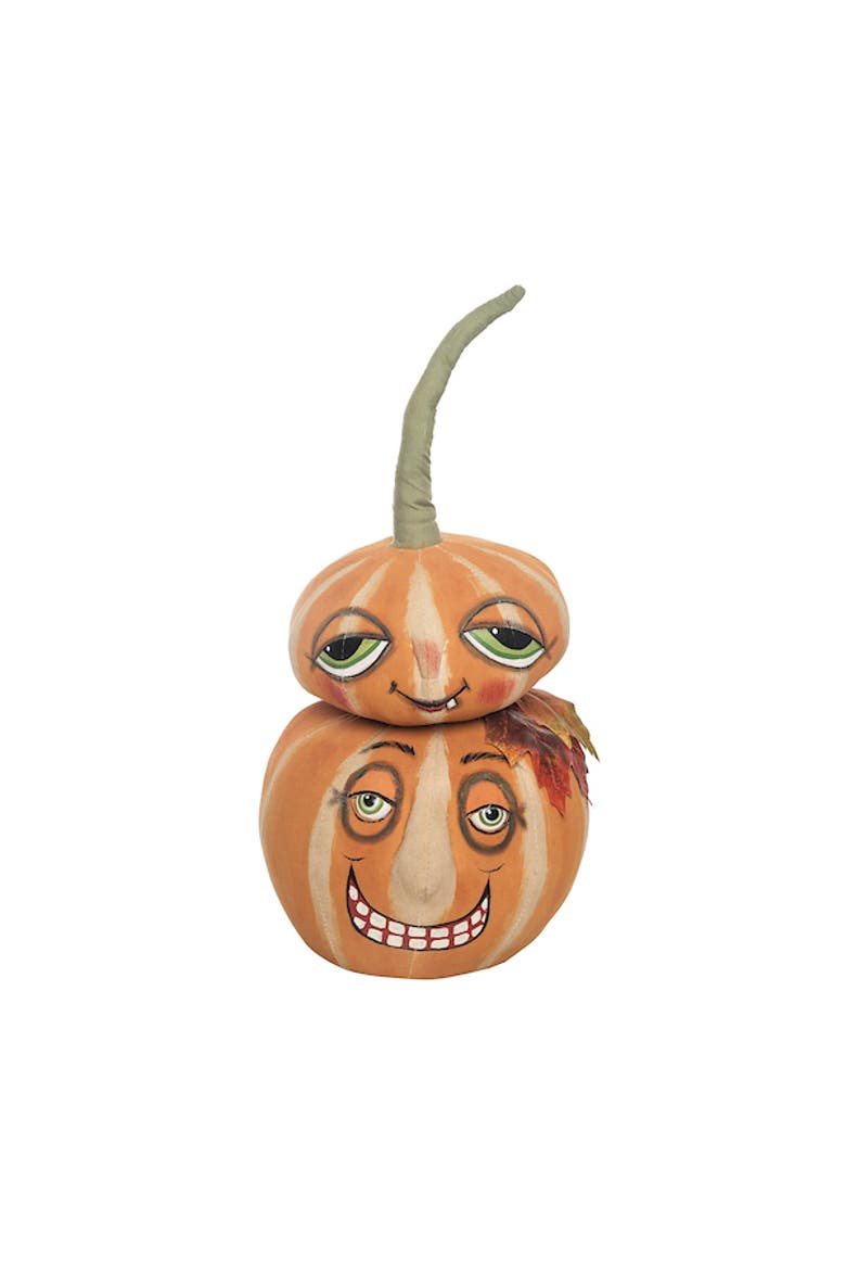 Double Pumpkin Halloween Joe Spencer Gathered Traditions Door Stop, Main, color, Orange