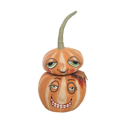 Double Pumpkin Door Stop Joe Spencer Gathered Traditions Soft Art Doll Fall Autumn Halloween Harvest Figure Figurine