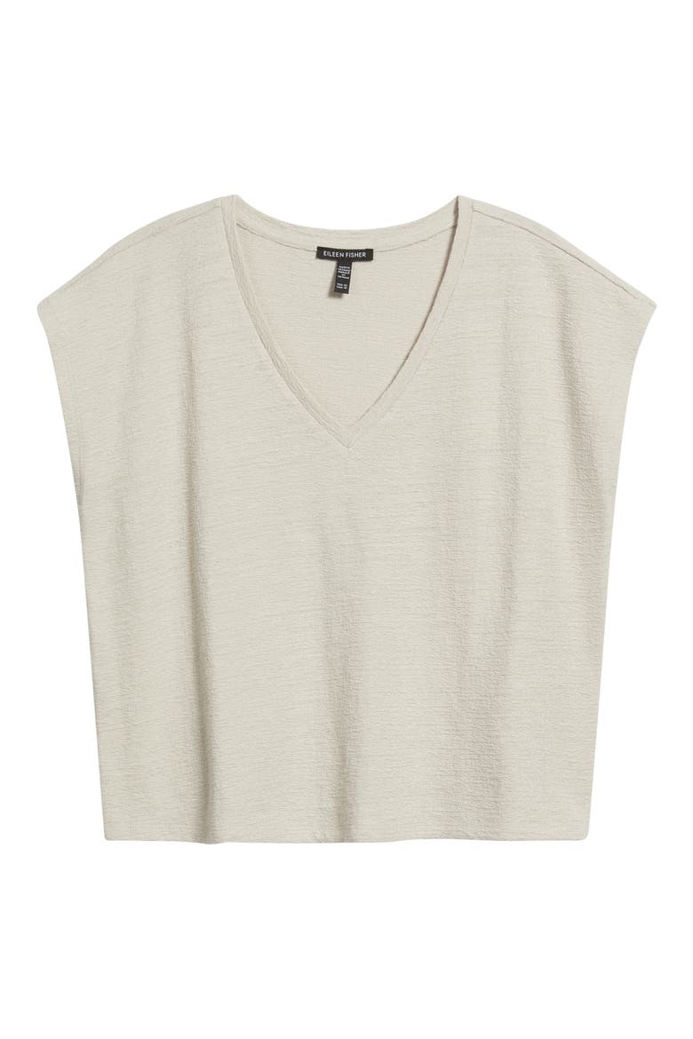 V-Neck Organic Cotton Square Top, Alternate, color, CHALK