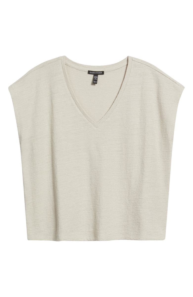 Eileen Fisher V-Neck Organic Cotton Square Top, Alternate, color, Chalk
