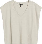 Eileen Fisher V-Neck Organic Cotton Square Top