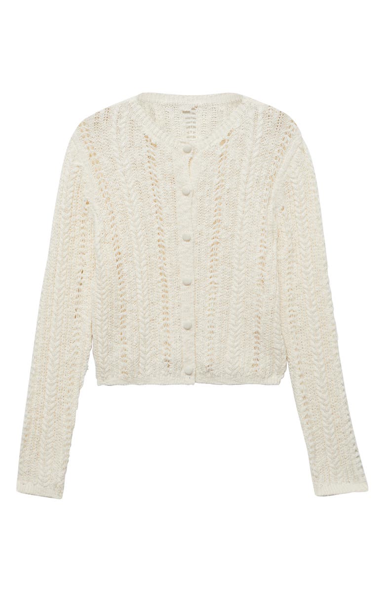 MANGO Openwork Crewneck Cardigan, Alternate, color, 