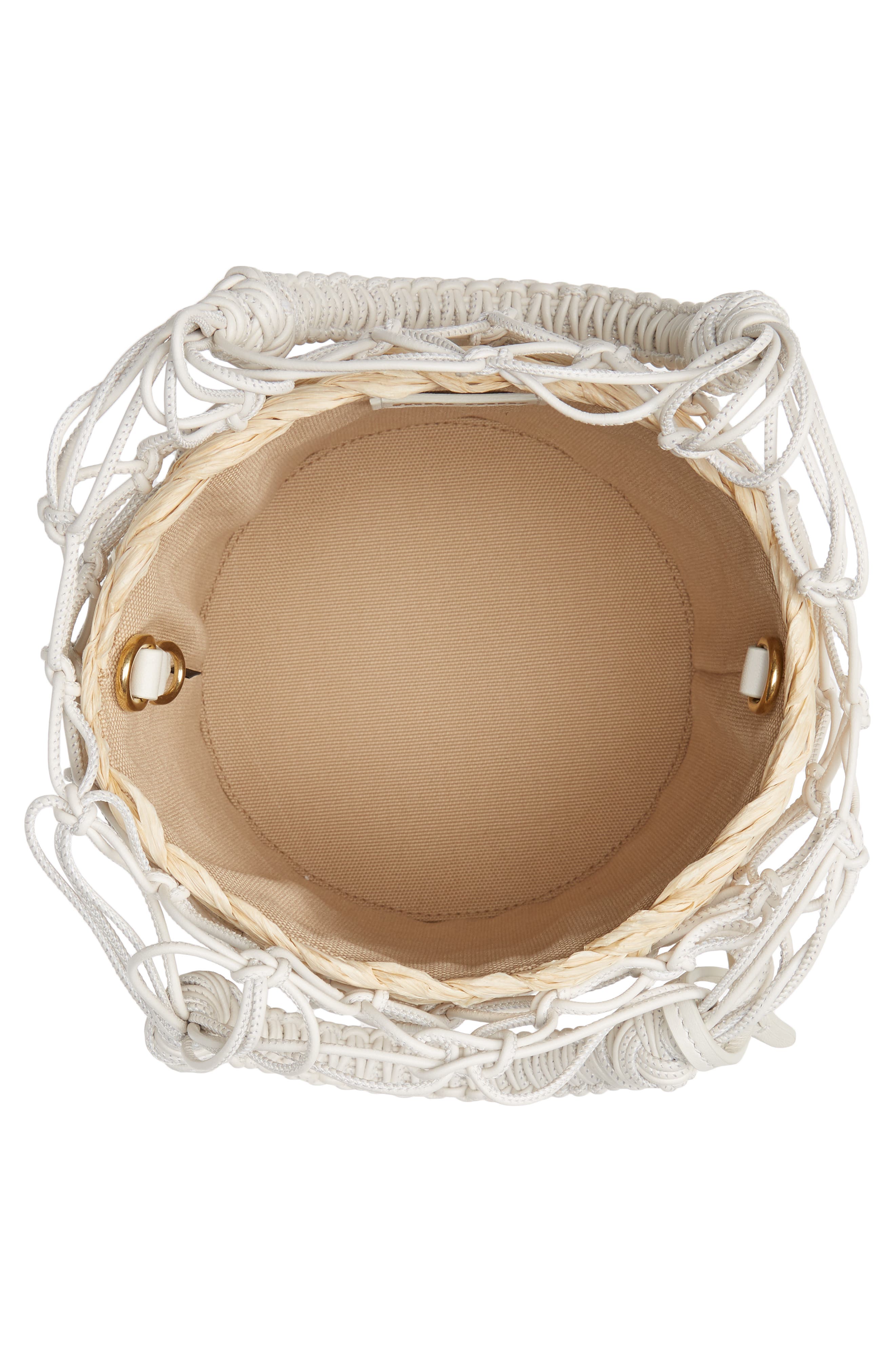 Miu Miu Woven Leather & Raffia Bucket Bag, Alternate, color, 