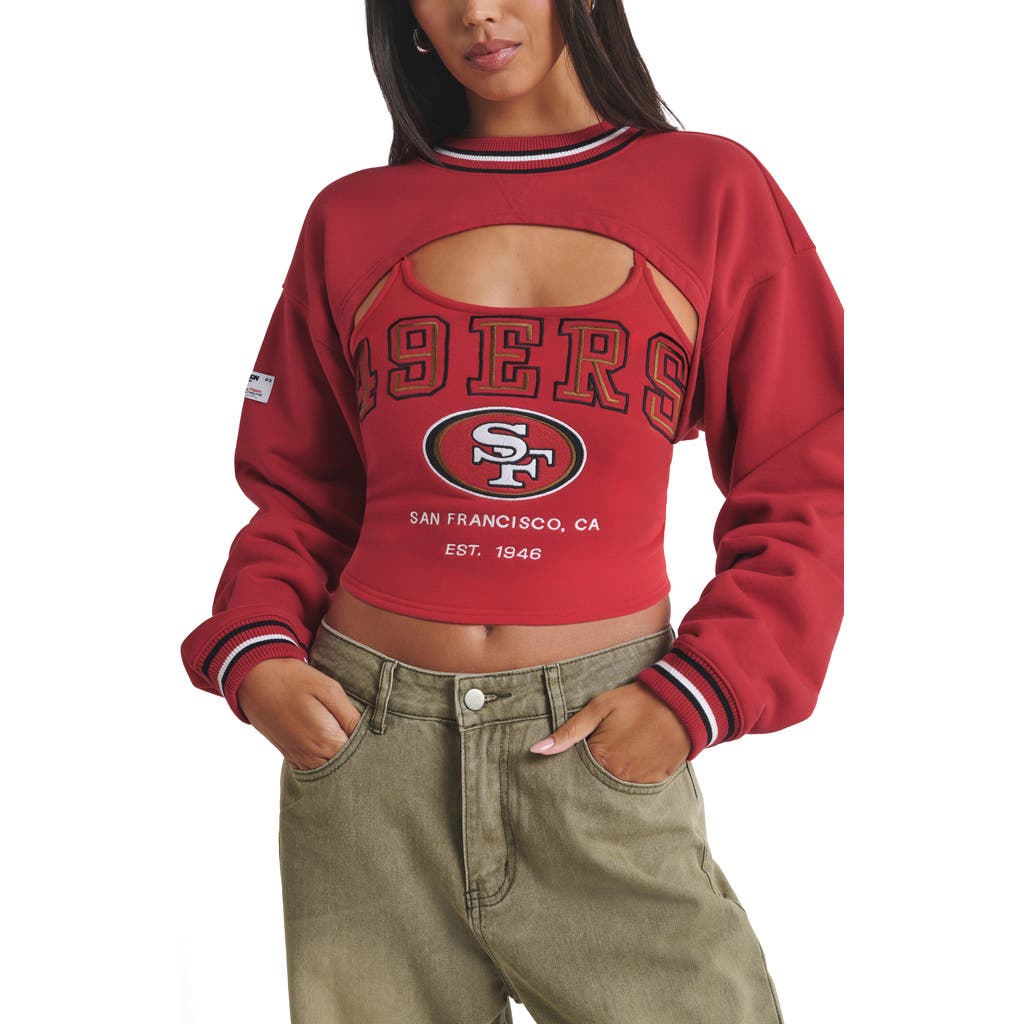 Off Season Nfl Cutout Laced Back Graphic Sweatshirt In Red