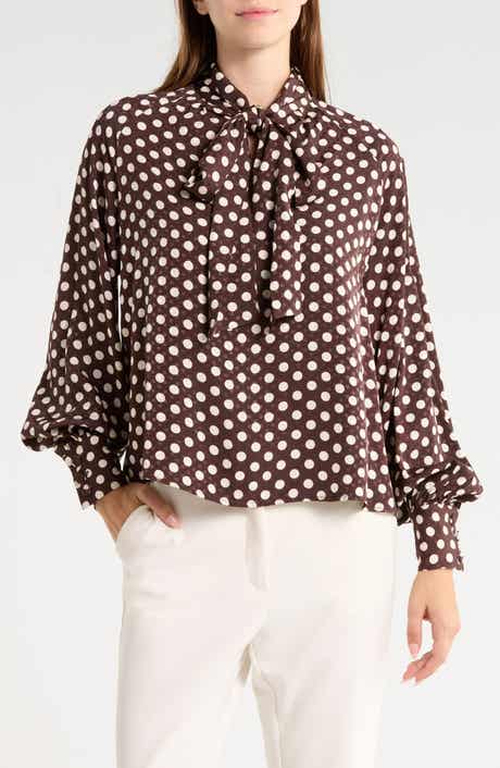 Polka Dot Bow Neck Top