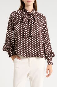 JASON WU Polka Dot Bow Neck Top