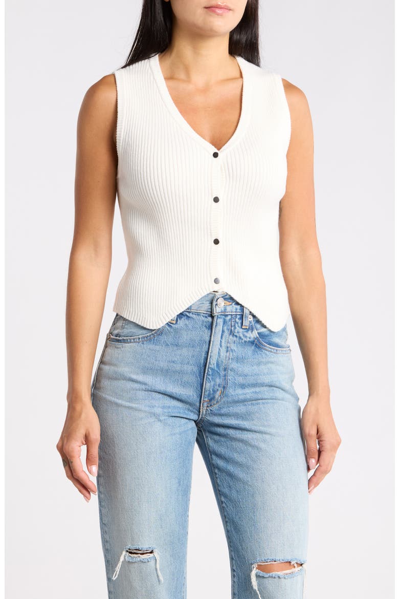 V-Neck Ribbed Sweater Vest, Main, color, IVORY