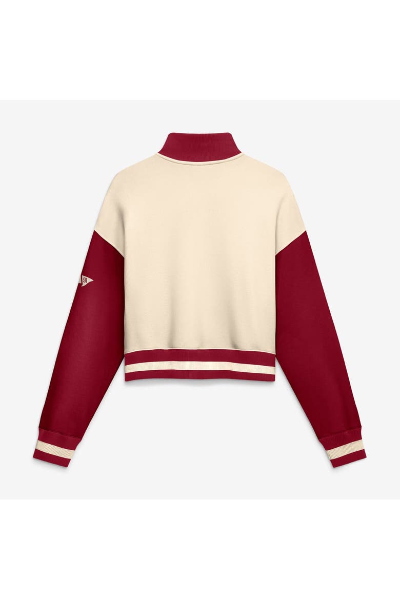 Women's Nike Natural/Cardinal Stanford Cardinal Oversized Legacy Color Block Cropped Quarter-Zip Pullover, Alternate, color, Natural