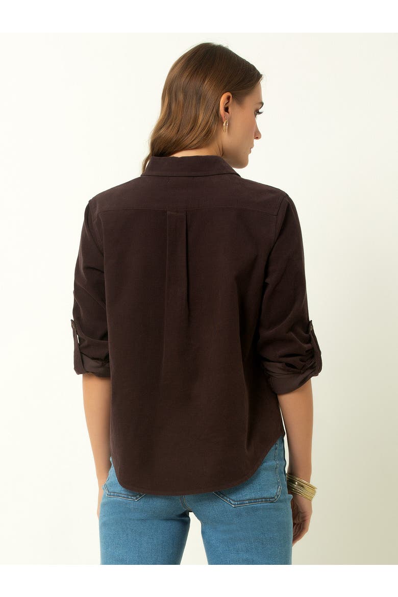 Corduroy Button-Up Shirt, Alternate, color, Chocolate