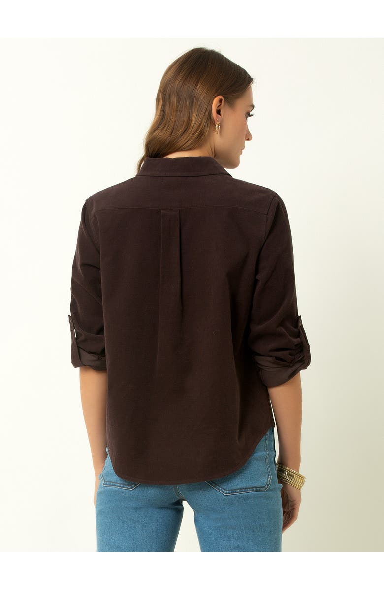 Single Stitch Corduroy Button-Up Shirt, Alternate, color, Chocolate