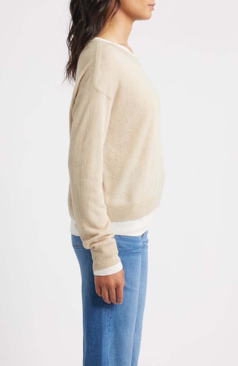 BOSS Femok Layered Wool Blend Sweater, Alternate, color, Beige