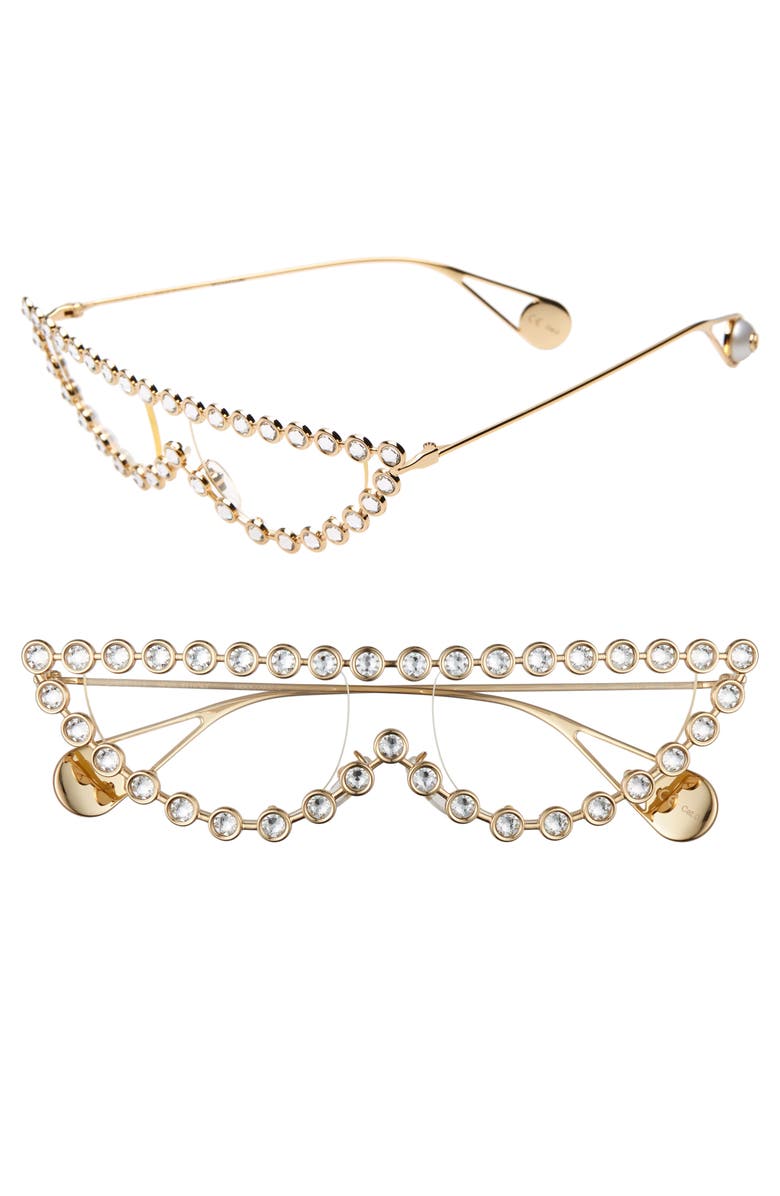 Gucci 53mm Crystal Embellished Cat Eye Sunglasses, Main, color, 