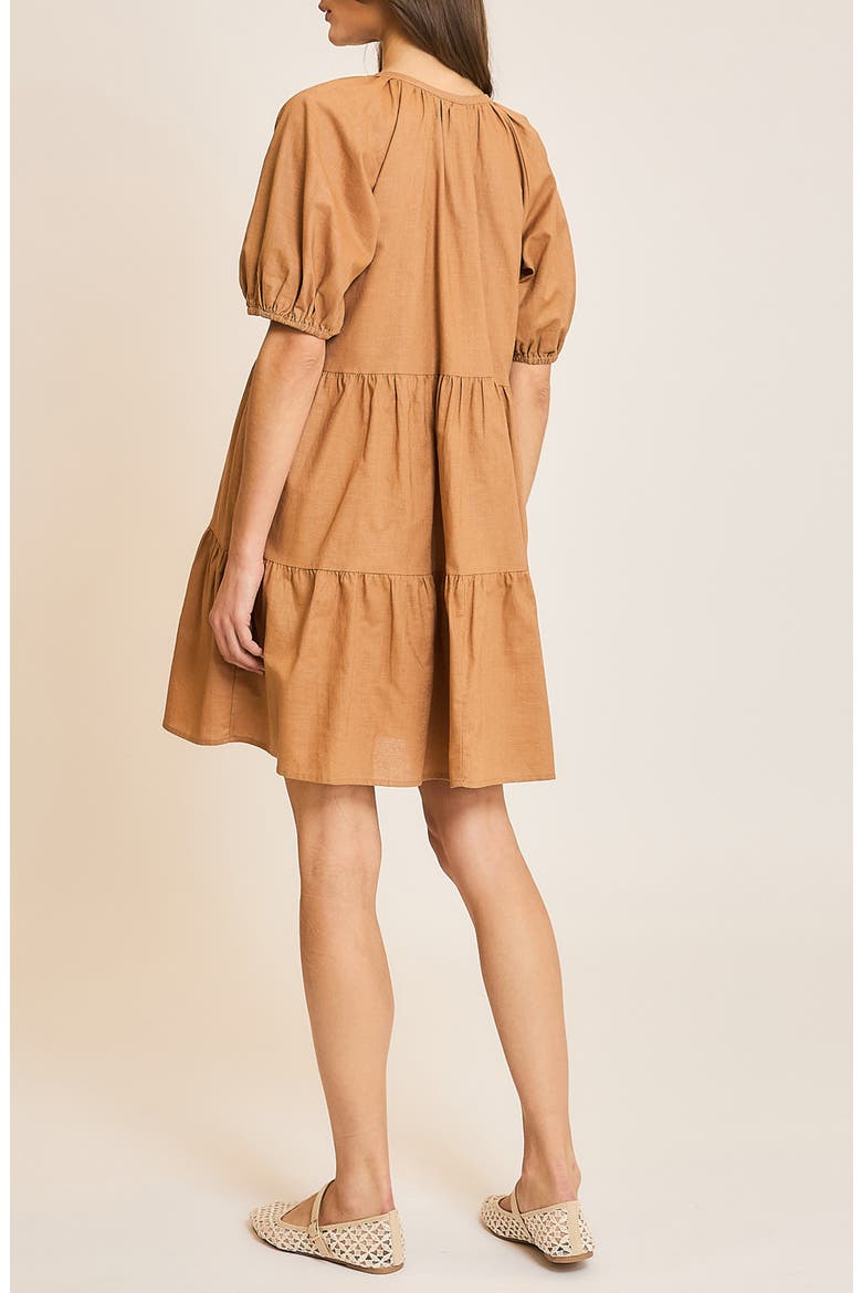 Button Front Tiered Dress, Alternate, color, CAMEL