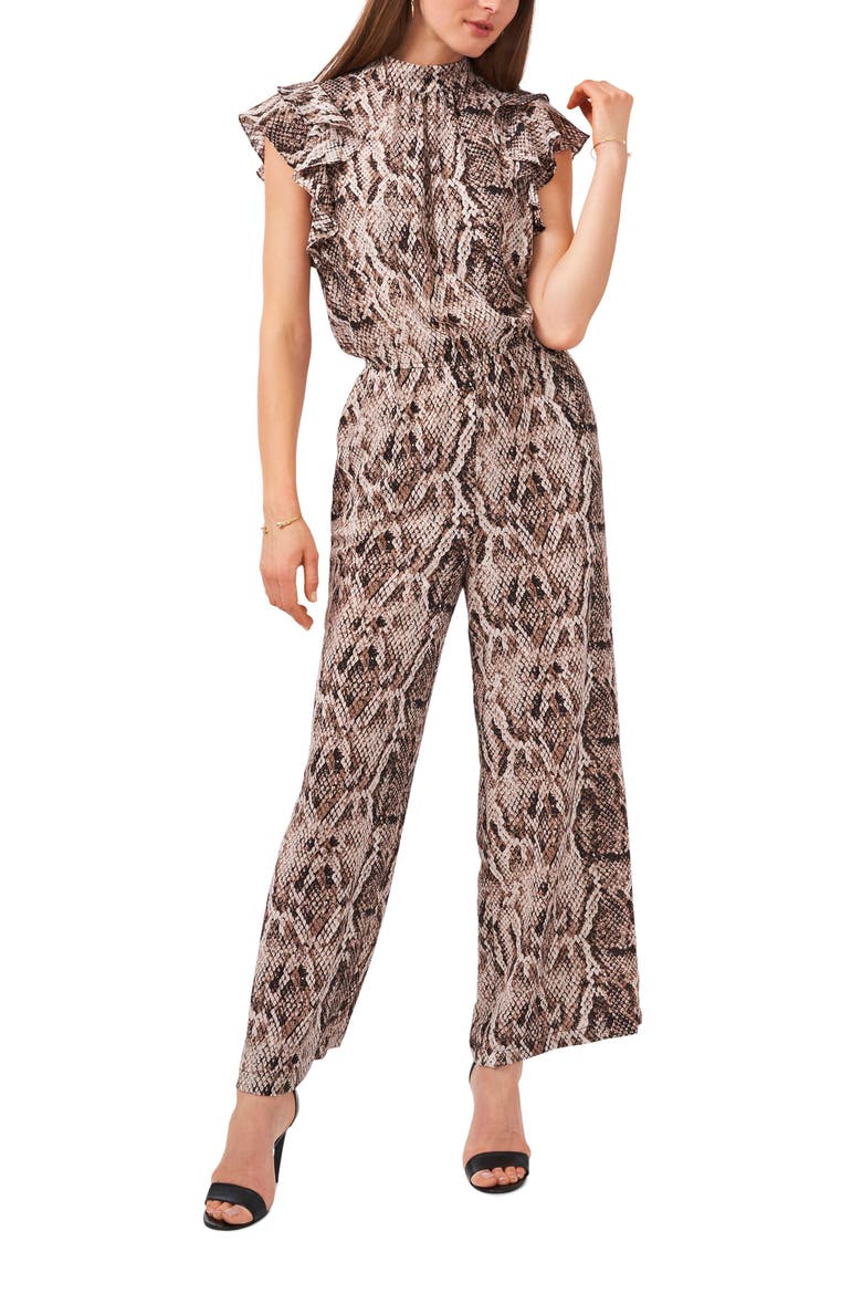 Flutter Sleeve Jumpsuit, Alternate, color, BIRCH MULTI