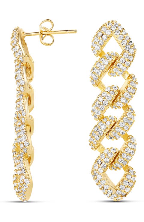 Pave Cuban Drop Earrings