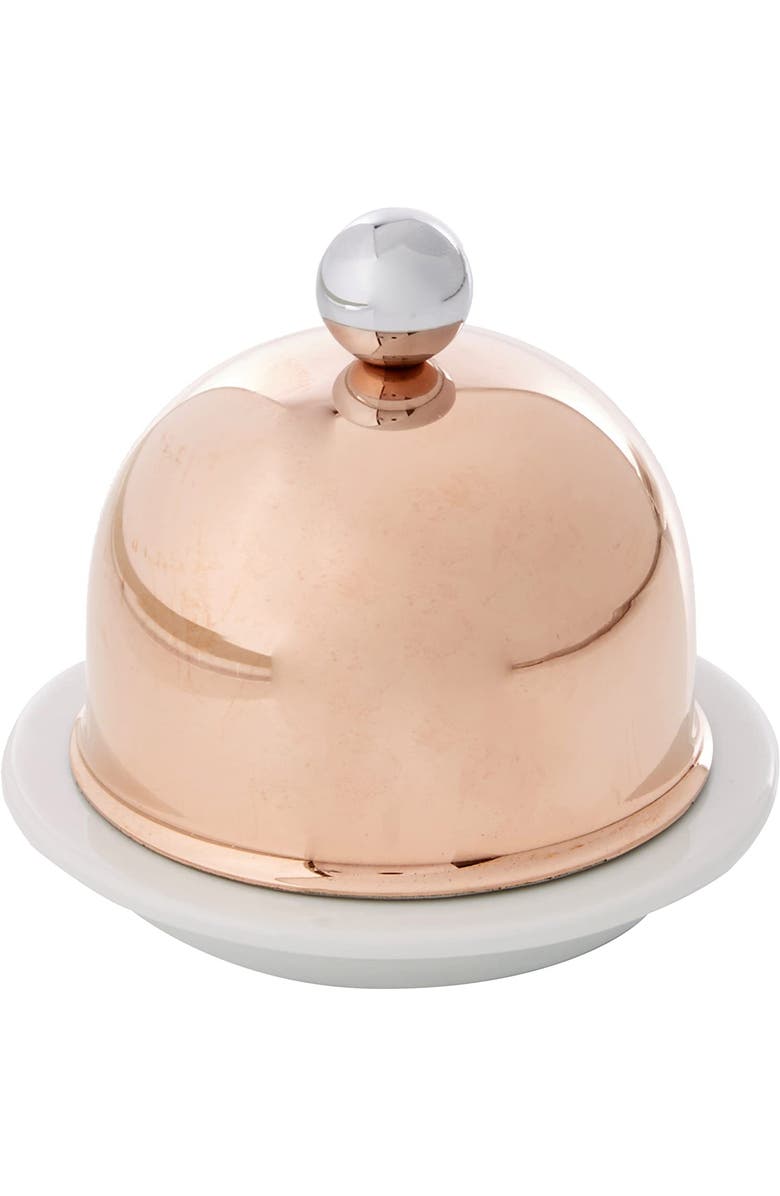 Mauviel M'Minis Porcelain Butter Dish with Copper Lid, 3.5 Inch, Main, color, Copper