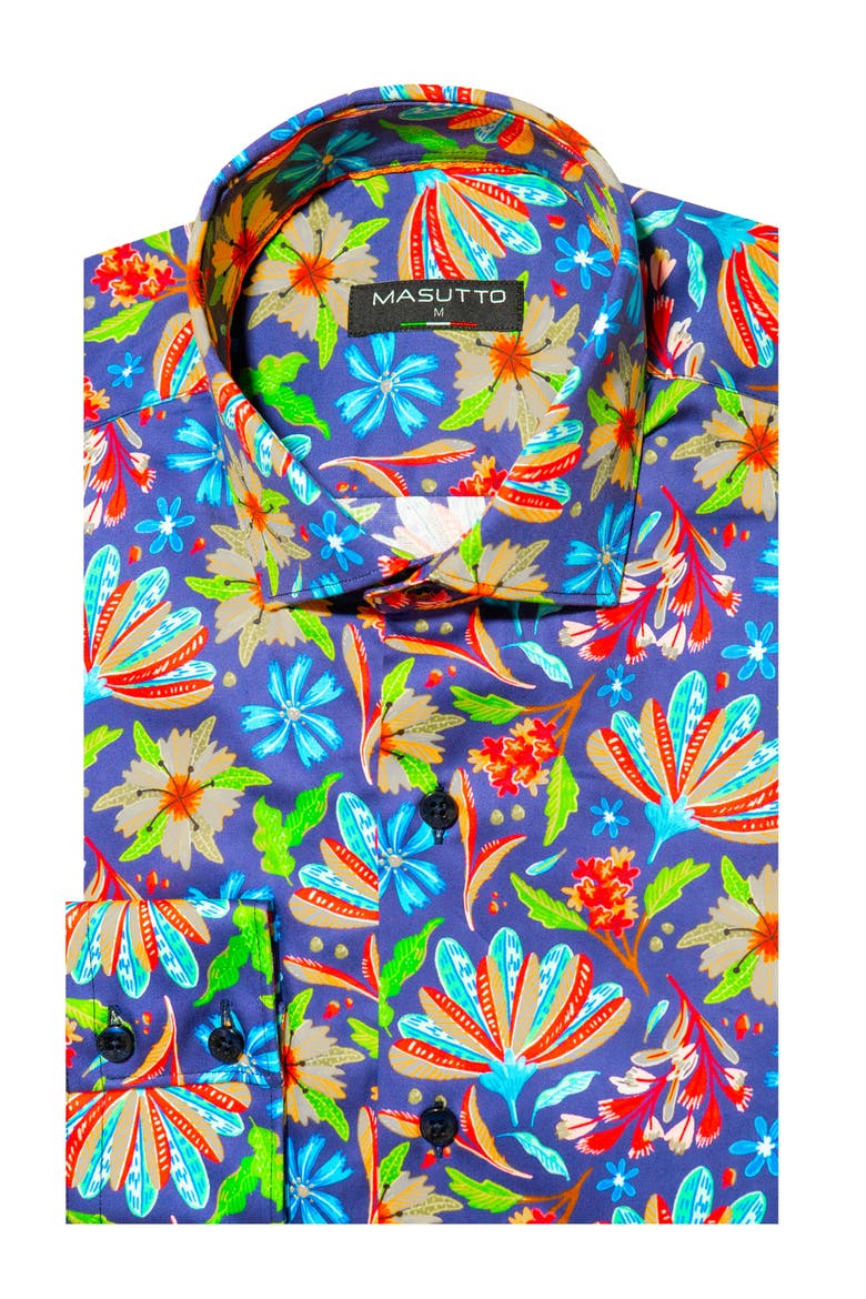 Edden Flower Print Button-Up Long Sleeve Shirt, Main, color, Multicolor