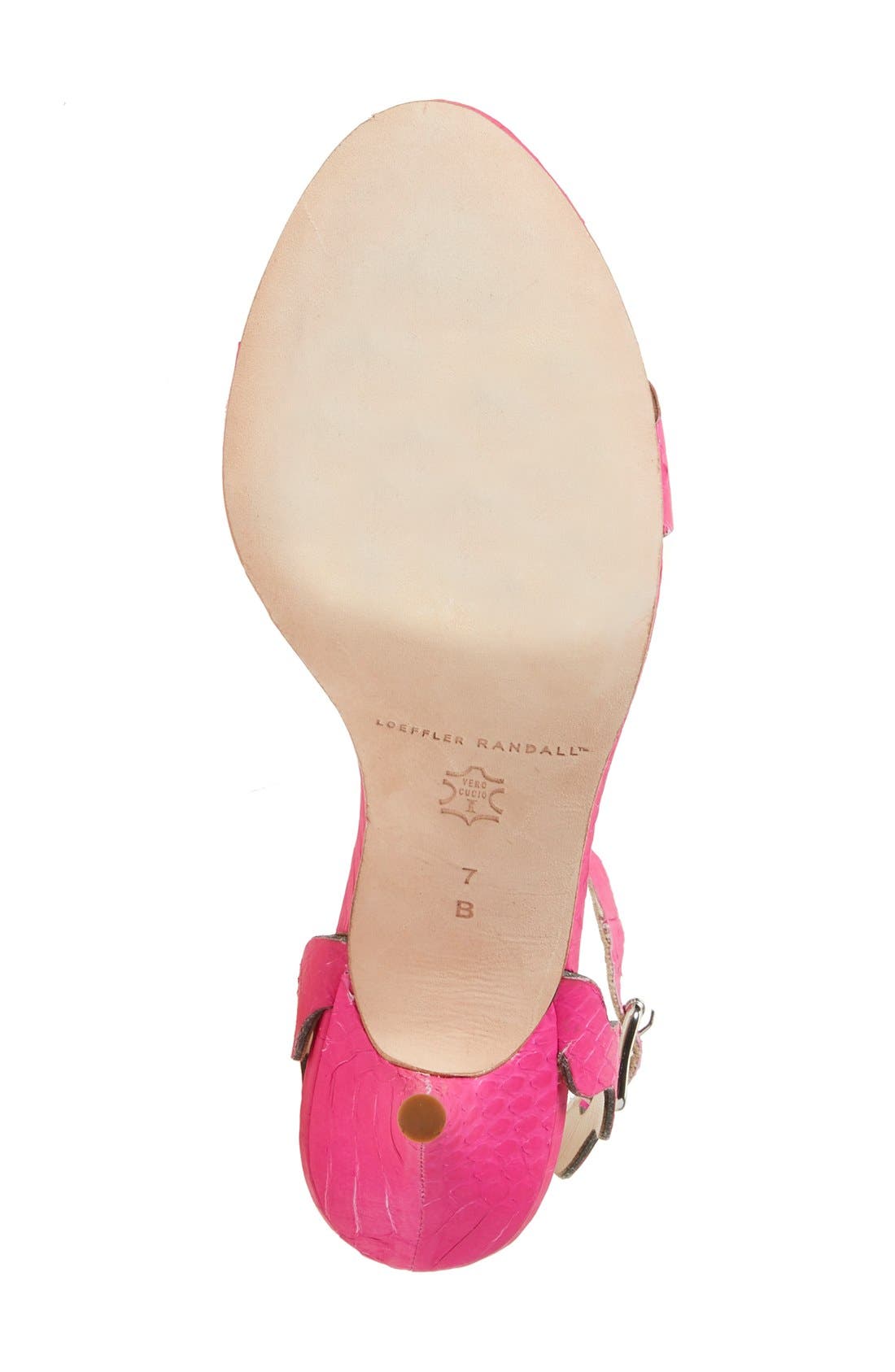 'Reina' Genuine Snakeskin Ankle Strap Sandal, Alternate, color, BRIGHT FUCHSIA MATTE SNAKE