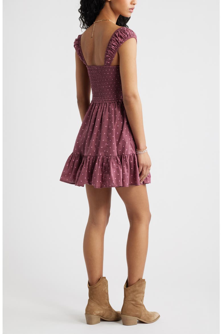 Cap Sleeve Cotton Minidress, Alternate, color, BURGUNDY- PINK KAT DOT