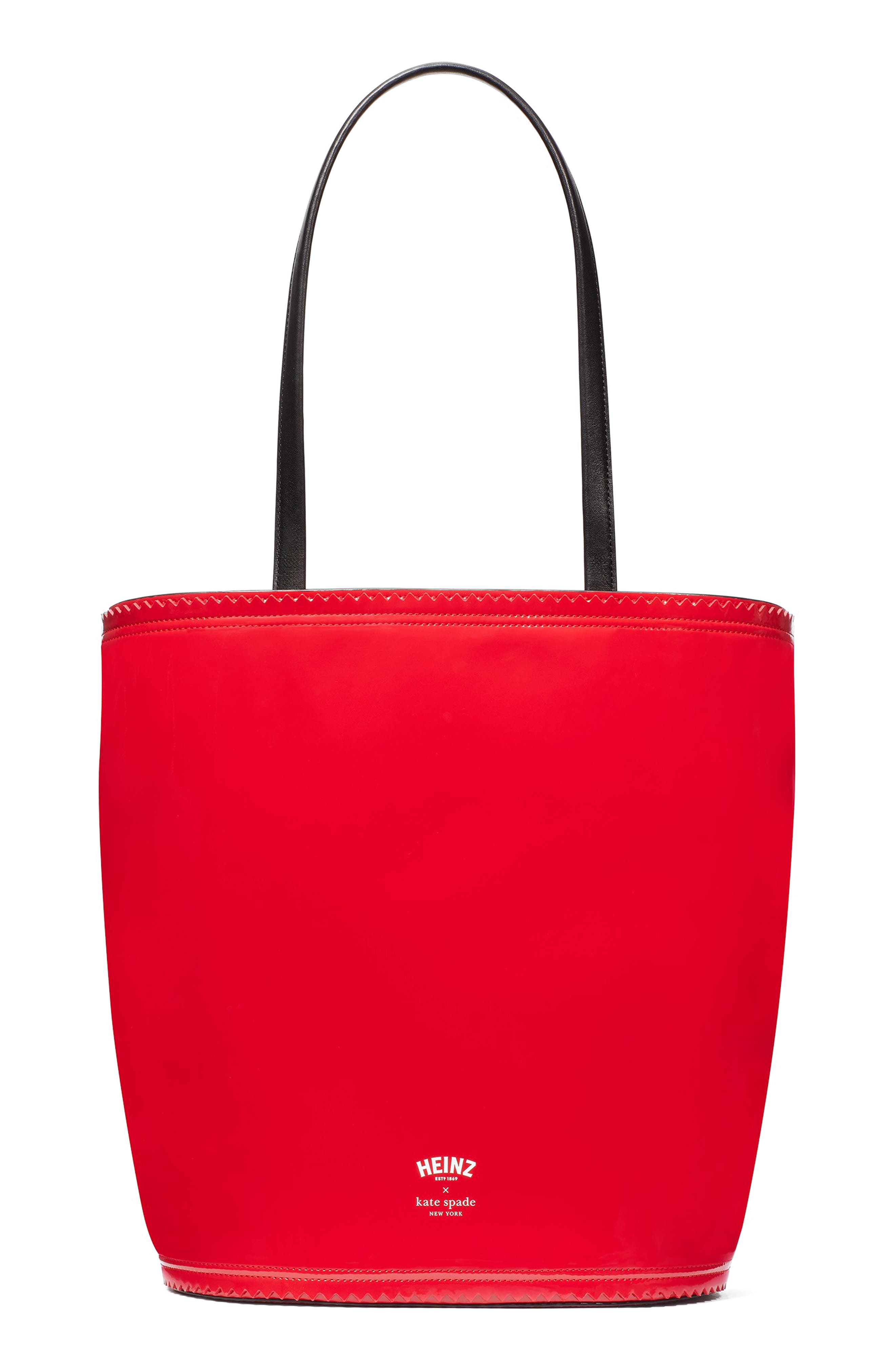 Kate Spade New York x heinz ketchup packet embroidered label tote bag, Alternate, color, 