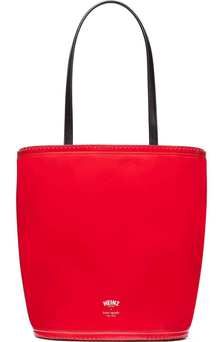 Kate Spade New York x heinz ketchup packet embroidered label tote bag, Alternate, color,