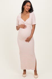 PinkBlush Striped Knit Short Sleeve Maxi Dress