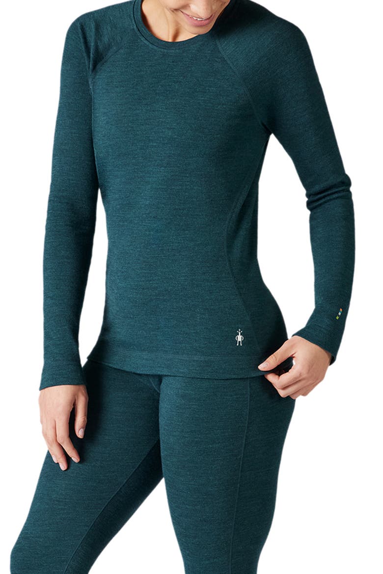 Long Sleeve Merino Wool Thermal Top, Main, color, TWILIGHT BLUE HEATHER