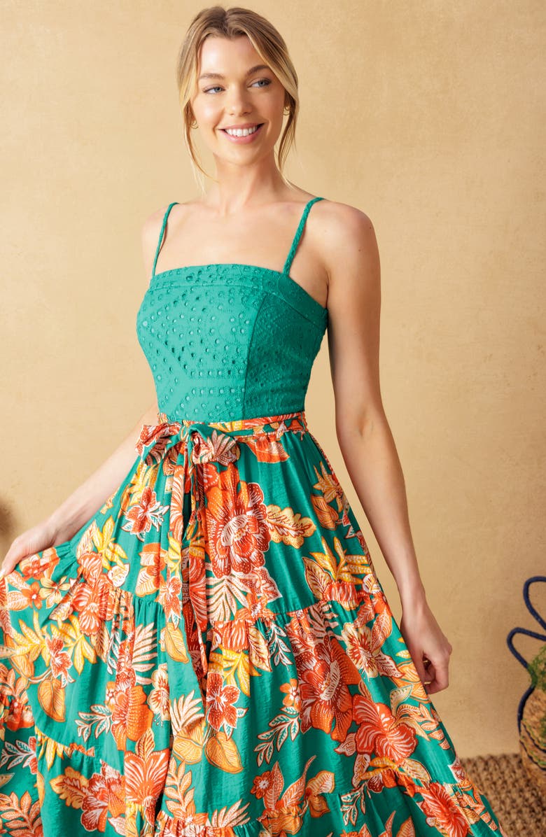 FLYING TOMATO Embroidered Eyelet Floral Skirt Sundress, Alternate, color, 