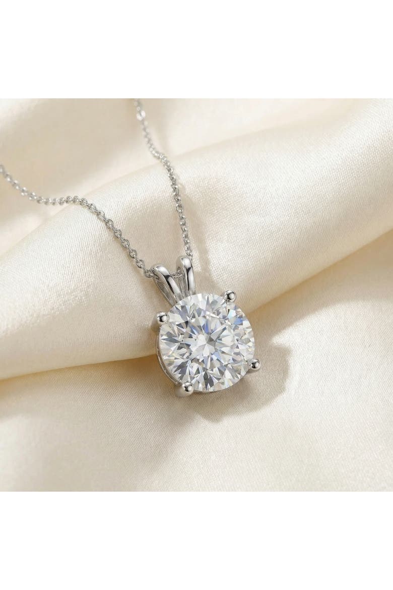 Certified 3Ct Round Solitaire Diamond Pendant 14k Gold Necklace Lab Grown, Alternate, color, 14k White Gold