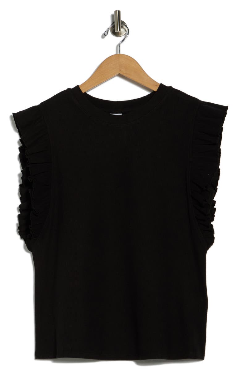 Melrose and Market Ruffle Cap Sleeve Top, Alternate, color, Black
