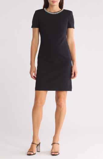 Eliza J Embellished Neck Shift Dress