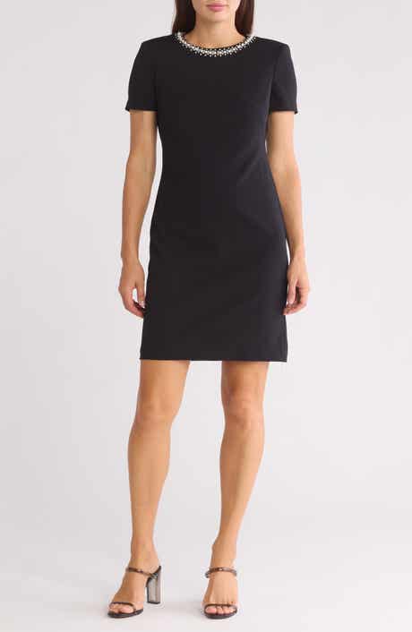 Eliza J Embellished Neck Shift Dress