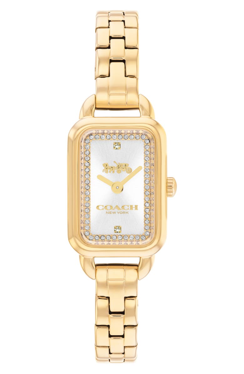 COACH Ludlow Rectangular Bracelet Strap Watch, 17mm x 24mm, Main, color, Gold/Silver Face