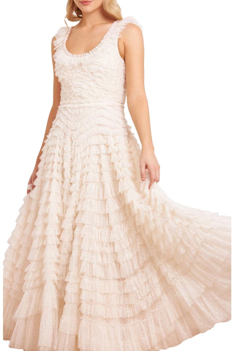 Hattie Scoop Neck Ankle Gown, Alternate, color, Cream