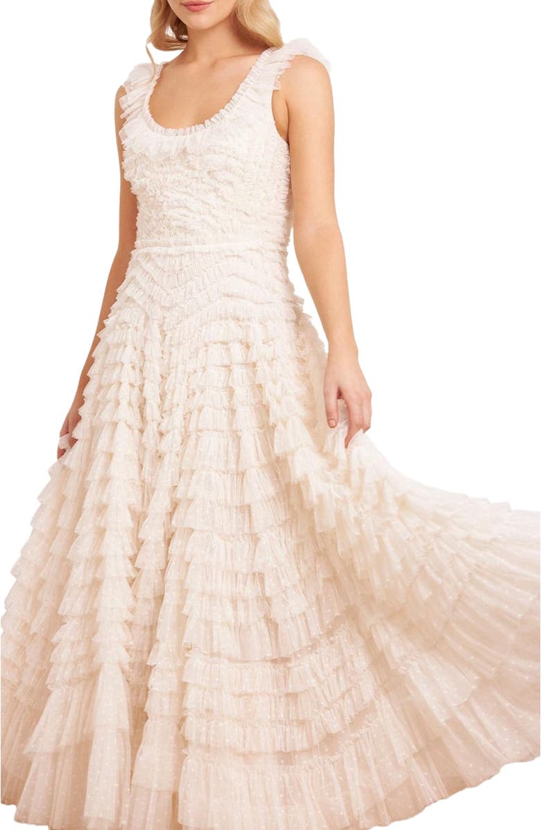 Needle & Thread Hattie Scoop Neck Ankle Gown, Alternate, color, Cream