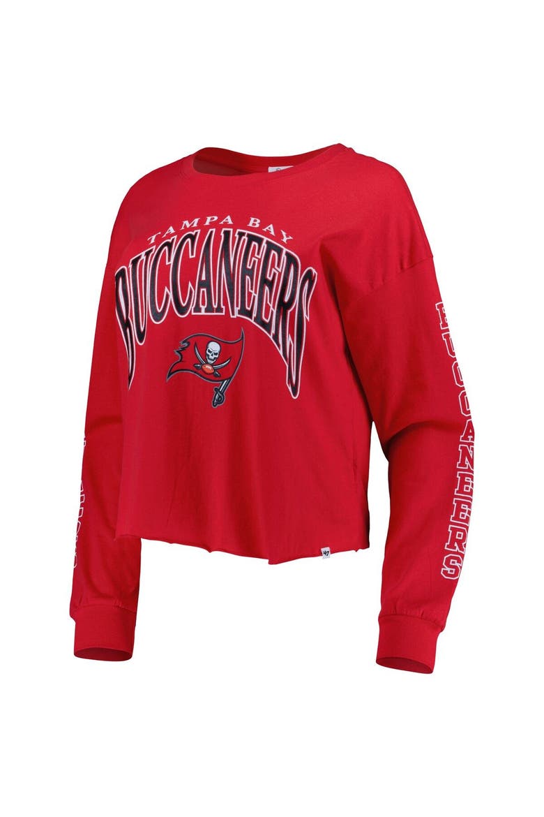 Women's '47 Red Tampa Bay Buccaneers Skyler Parkway Cropped Long Sleeve T-Shirt, Alternate, color, Red