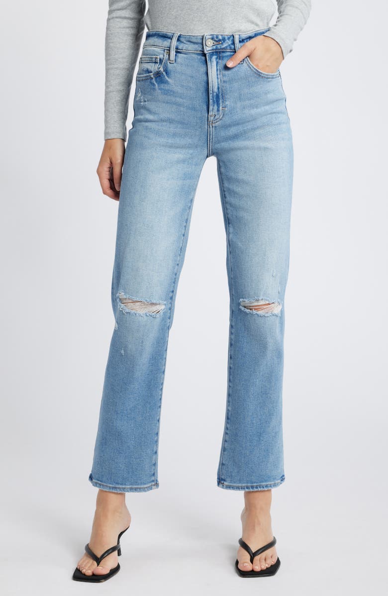 HIDDEN JEANS Ripped Straight Leg Jeans, Main, color, Medium Wash