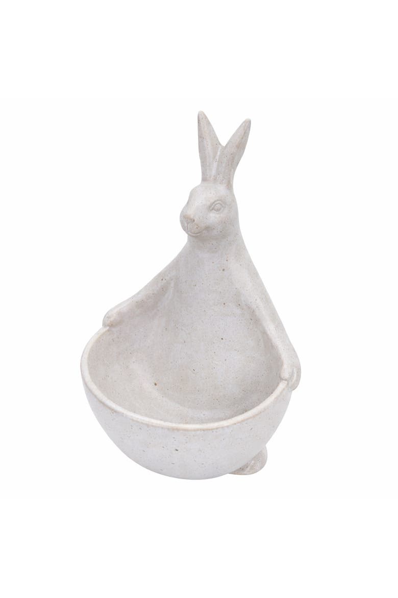 Stoneware Rabbit with Bowl, Alternate, color, White