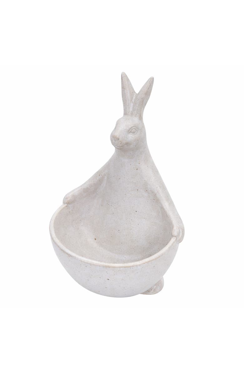 Storied Home Stoneware Rabbit with Bowl, Alternate, color,