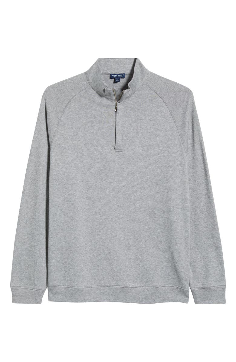 Peter Millar Crown Crafted Grant Bird's Eye Cotton & Cashmere Quarter Zip Pullover, Alternate, color, Oslo Grey