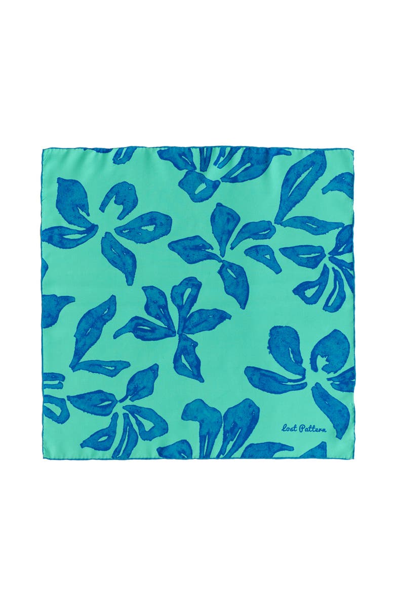 Lost Pattern "Tropical Bliss" Silk Bandana Scarf, Main, color, Ocean Blue