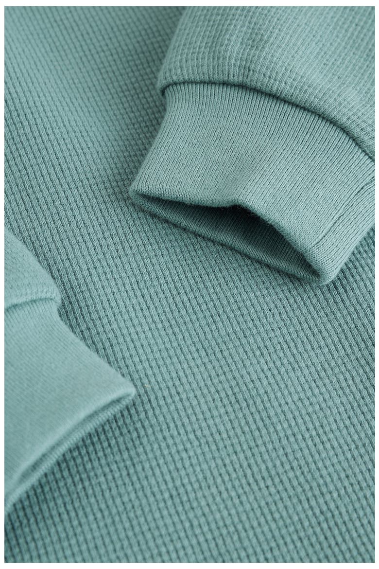 Waffle Knit Sweatshirt & Shorts Set, Alternate, color, GREEN