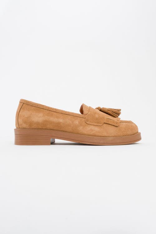 Forever & Always Shoes Milly Leather Tassel Loafer In Cognac Suede Leather