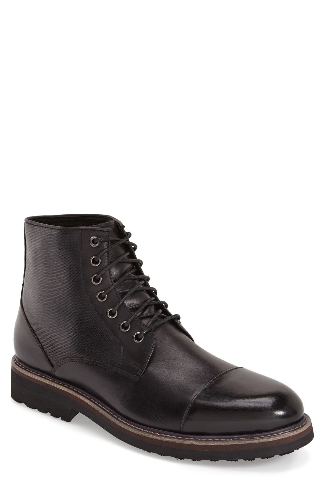 'Northstar' Cap Toe Boot, Main, color, BLACK LEATHER