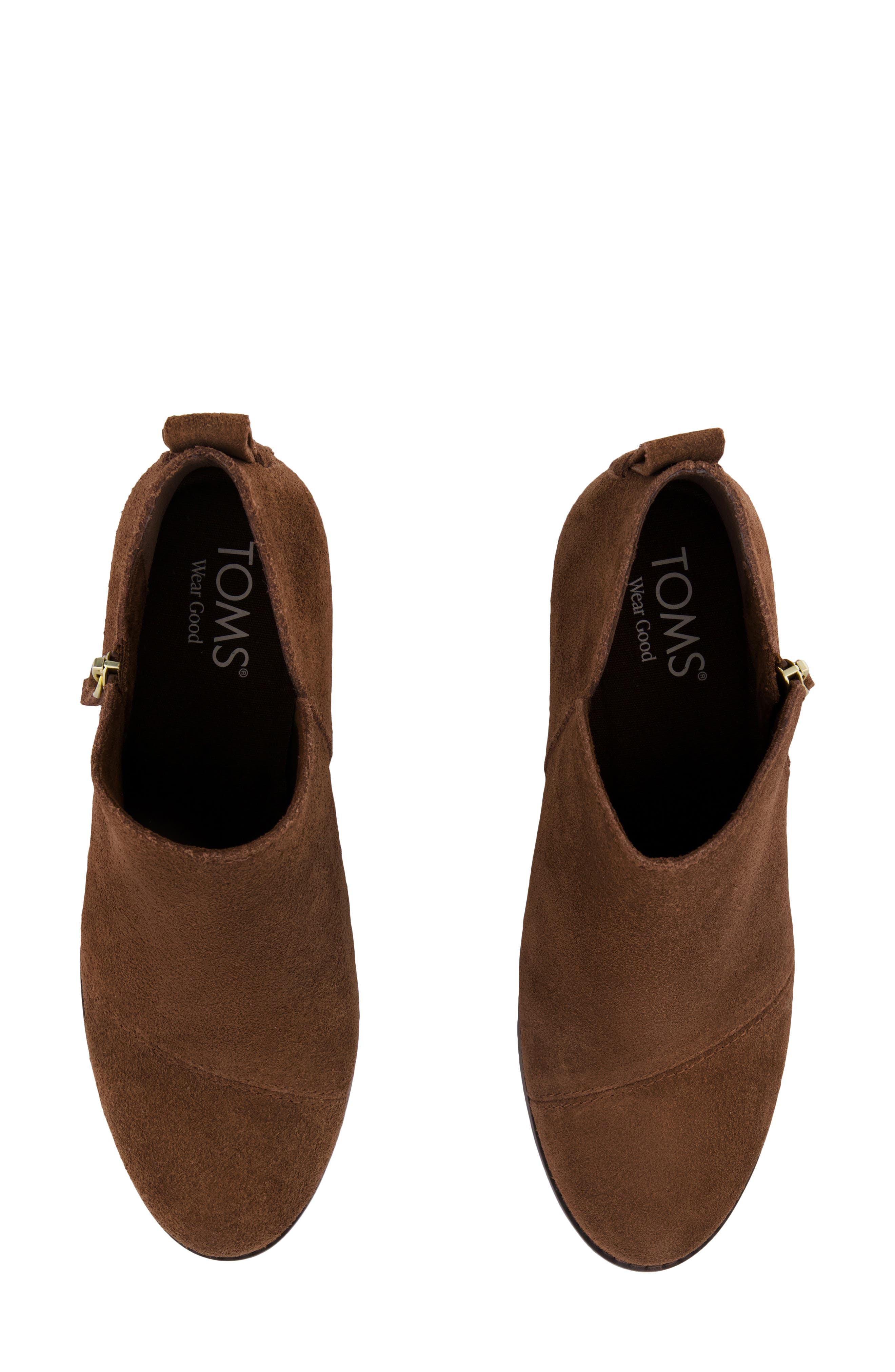 Wedge Leather Bootie, Alternate, color, DARK BROWN