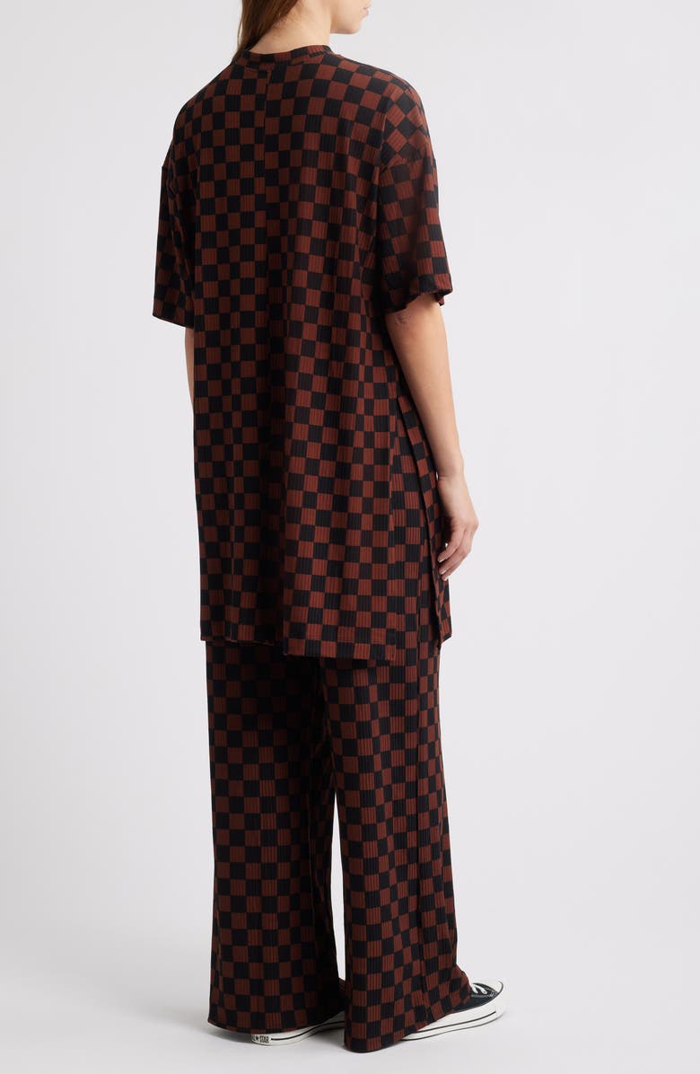 Dressed in Lala Leveled Up Ribbed Oversize T-Shirt & High Waist Pants Set, Alternate, color, Brown/ Black