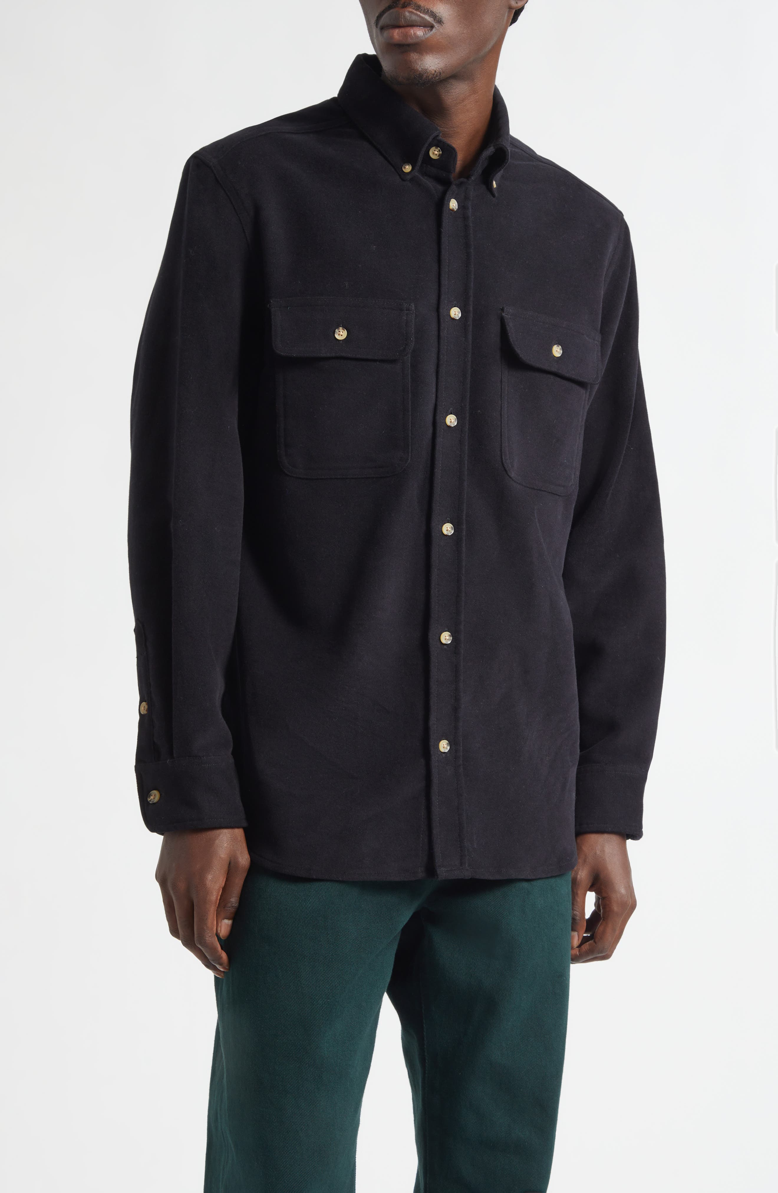 Cotton Moleskin Button-Down Shirt